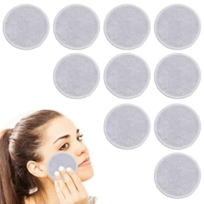 Image de 10 Pcs Tampons Démaquillants fibre de bambou Premium,coton demaquillant lavable, Coton reutilisable Ronds pads,doux, doucement,pour nettoyer le visage