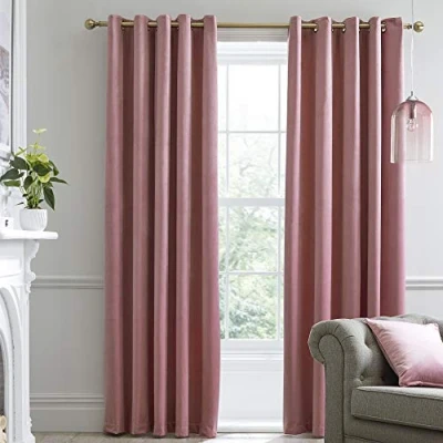 Image de Laurence Llewelyn Bowen Montrose Paire de Rideaux Occultant à Oeillets Velours, Polyester, Rose poudré, 90&quot; Width x 72&quot; Drop (229 183cm)