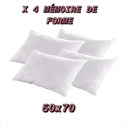 Image de 4 oreillers 50 x 70 cm a mémoire de forme ergonomique / oreiller dehoussable