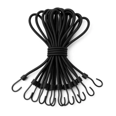 Image de AVOID 10 pièces élastiques avec crochets sangle d&#039;extension réglable de tension premium pour bâches, tentes, bateaux, filets bandes durables sécuriser les bagages noir (10)