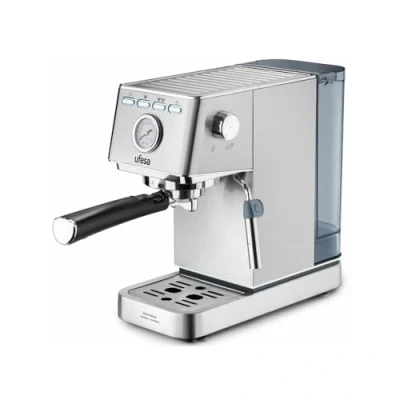 Image de Ufesa CE8030 Milazzo Machine à Café Expresso et Cappuccino avec Manomètre, 20 Bars, 1350W, Système Thermoblock, Buse Vapeur, 2 Modes: Moulu ou Dosettes, Réservoir d&#039;1.4L, 1 Cafés, Inox