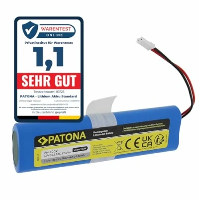 Image de PATONA 6738 Batterie Robot aspirateur Universel (2600mAh) Compatible avec Ecovacs Deebot DF45 DF43 Ilife V3 Plus V3s Pro V50 V5s V8s X750 ZACO V3sPro V4 V5sPro V5x V6 V80 V85 etc.