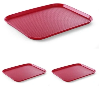 Image de HENDI Plateau de Service, Grand, rectangulaire, Multi Usage, résistant jusqu&#039;à 80C, Fast Food, pour Servir Nourriture et Boissons, Restauration Rapide, 350x450x(H) 20mm, Rouge, polypropylène