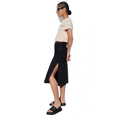 Image de Trendyol Jupe midi trapèze en Jean pour Femme, Noir, 68