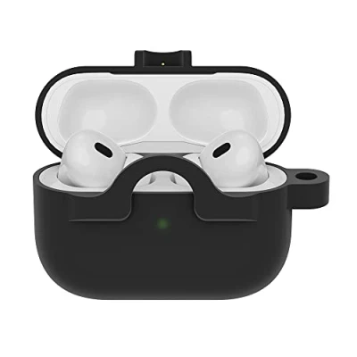 Image de OtterBox Coque Soft Touch pour AirPods Pro (1e gen / 2e gen), de Protection Antichoc, Anti Chute, Ultra Mince, Rayures et éraflures Apple AirPods, Mousqueton Inclus, Noir