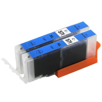 Image de Go Inks 2 Cartouches d&#039;encre Cyan pour remplacer CLI 571C Compatible/Non OEM PIXMA Imprimantes
