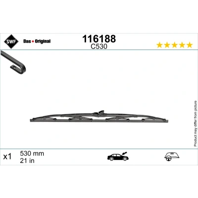 Image de Balai d&#039;essuie glace Swf 116188 530mm conventionnel 21Pouce VOLKSWAGEN: GOLF 4, 3, TRANSPORTER 4 Bus, RENAULT: CLIO 2