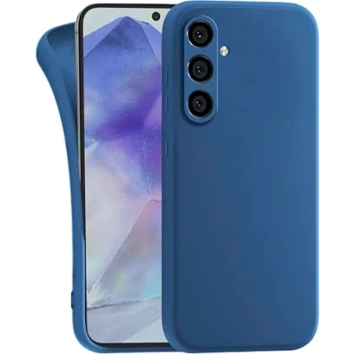 Image de MyGadget Coque pour Samsung Galaxy A55 5G Case Silicone Souple &amp; Soft Cover TPU Protection Extra Fine Légère Étui Anti Choc et Rayures Bleu Foncé