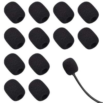 Image de Disnace Pack de 12 Mini Bonnette Micro Casque, Microphone Casque Pare brise Mousse, Housses en Mousse Anti Pop Cravate, Noir