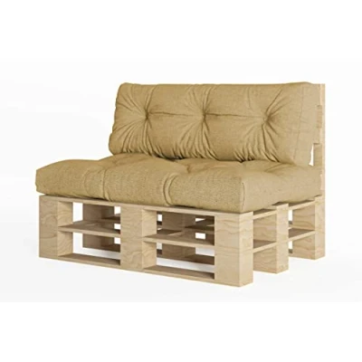 Image de chilly pilley Coussin De Palette EU Flocons Mousse pour Meublespalette Dossier Canapé Siège Latéral Ensemble Coussins Nombreuses (2er Set Beige)