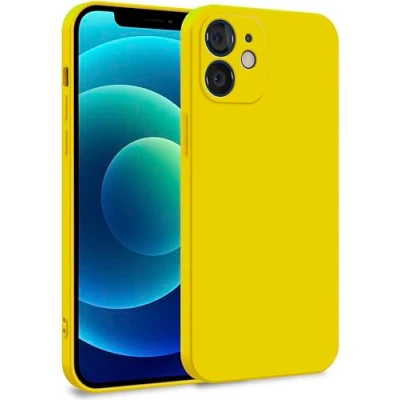 Image de MyGadget Coque pour iPhone 12 Case Silicone Souple &amp; Soft Doublure Microfibre Cover TPU Protection Extra Fine Légère Jaune