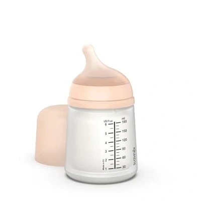 Image de Suavinex, Biberon Anti Colique Zero Zero, avec Tétine Spécial Allaitement (A), pour Bébés +0 Mois, Nouveau né, Idéal l&#039;Allaitement Mixte, Imitant le Sein, 180 ml