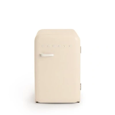 Image de CREATE / RÉTRO FRIGO 83.5 ARGENT/Réfrigérateur blanc cassé avec poignée 98W, basse consommation, 2 étagères, régulateur de température, porte bouteilles, 56x54x84cm.