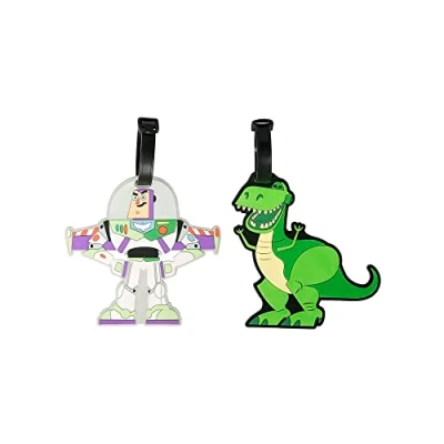 Image de Disney Toy Story VT700654L.NX Lot de 2 étiquettes à Bagages Motif Buzz &amp; Rex Vert/Blanc/Violet