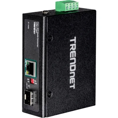 Image de TRENDnet TI PF11SFP Convertisseur de média industriel SFP vers Gigabit PoE+, boîtier classé IP30, plage température fonctionnement 4075 C à ( 40 167 F)