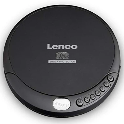 Image de Lenco Lecteur CD 200 Discman avec écran LCD Batterie et Fonction CA livre audio Comprend casque stéréo, câble de charge USB H Noir, Antichoc