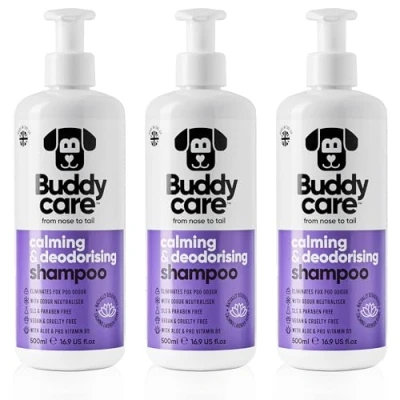 Image de Buddycare Shampooing nettoyant en Profondeur pour Chiens avec Aloé Véra et B5 (Apaisant Désodorisant 500ml x3)