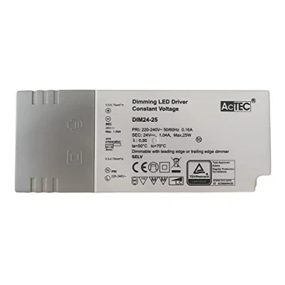 Image de AcTec DIM24 25 Alimentation transformateur à intensité variable avec variateur 24 V W, directe sur AC 220 coupe de phase, tension constante pour bande LED V,