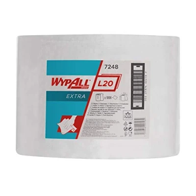 Image de Essuyeurs WYPALL* L20 EXTRA bobine 7248 1 de 000 formats blancs à 2 plis