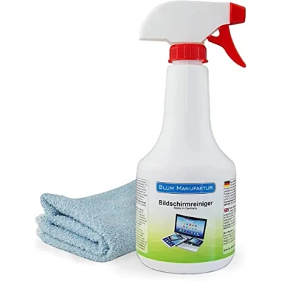 Image de Blum 500ml Nettoyeur d&#039;écran + chiffon microfibre 30x30 cm. Nettoyage sans rayures de tous les écrans et displays, absolument traces.