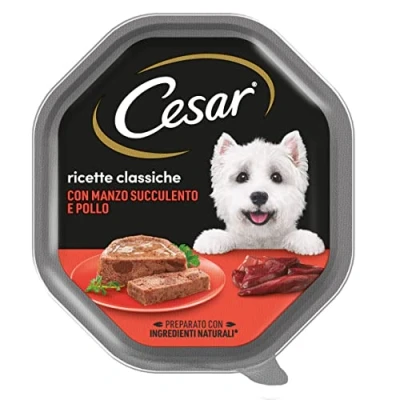 Image de Cesar Recettes Classiques Nourriture pour Chien avec Boeuf Succulent et Poulet 150 g 14 bacs