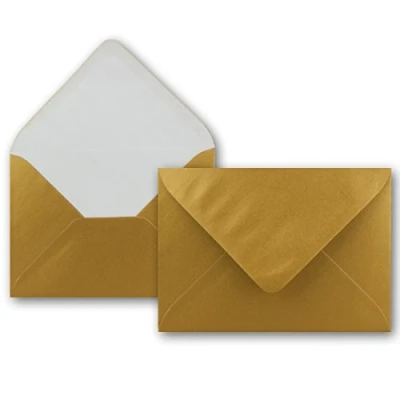 Image de 75x enveloppes C6 couleur: or métallique 11,4 x 16,2 cm fermeture: gommée pour papier A4, A5, A6 et invitations, salutations lettres FarbenFroh by GUSTAV NEUSER