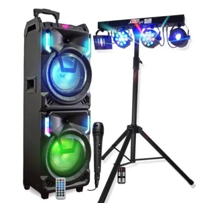 Image de MEGA Enceinte Autonome 800W MS01XXL USB Bluetooth, Effets LED, Microphone SONO KARAOKE DJ, Portique LUMIERES pour Anniversaire