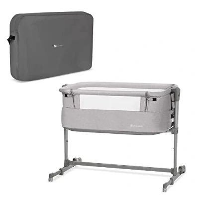 Image de Kinderkraft NESTE UP lit bébé cododo, avec matelas de la naissance, Réglage hauteur, Facile adapter au du parent, Pieds réglables, Sac Transport inclus, Gris Clair