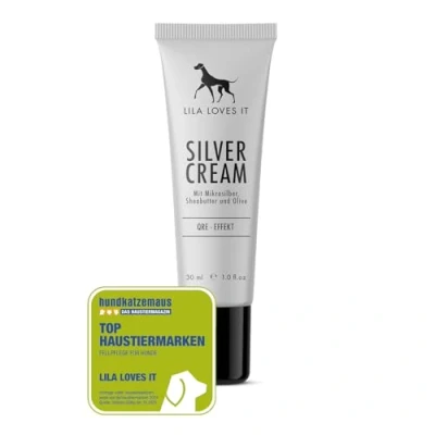 Image de Lila Loves IT Creme d&#039;argent pour Chiens Soins aigus à l&#039;aloe Vera, au Beurre de karité et microargent, apaise soigne intensivement la Peau irritée des Chiens, CRÈME D’Argent, 30 ML