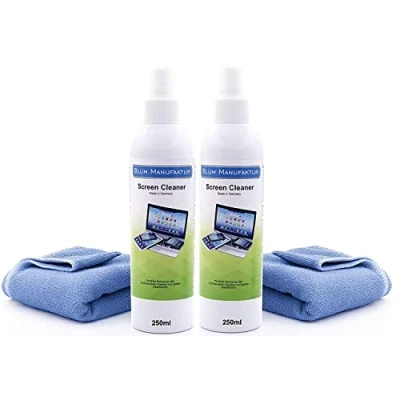 Image de Blum 2x 250ml Nettoyeur d&#039;écran + chiffon microfibre 30x30 cm. Nettoyage sans rayures de tous les écrans et displays, absolument traces.