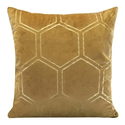 Image de Eurofirany Housse de Coussin élégante en Velours avec Impression 45 x cm Doux Motif Miel Jaune