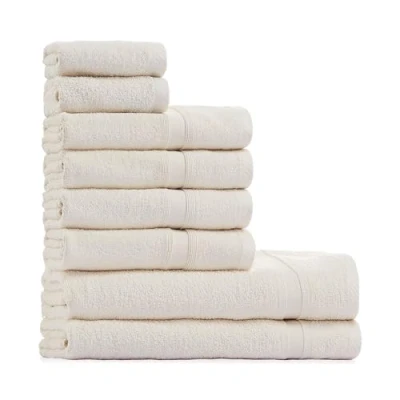 Image de Tuiste Ensemble de serviettes crème %100 coton Set 8 pièces 2 draps bain, 4 toilette, d&#039;invité Doux et absorbant Couleur :