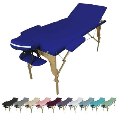 Image de Vivezen Table de Massage Pliante 3 Zones en Bois avec Panneau Reiki + Accessoires et Housse Transport Plusieurs Coloris