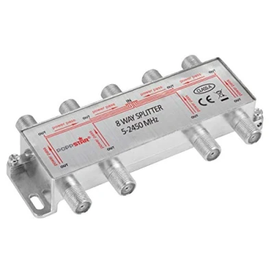 Image de Poppstar Répartiteur coupleur Splitter d&#039;Antenne de 8 Sorties (analogique/numérique/BK/unicable/HD/4K Compatible) pour TV,Antenne TNT,Satellite,Câble,TV,Radio,LNB 100dB, 5 2450 MHz