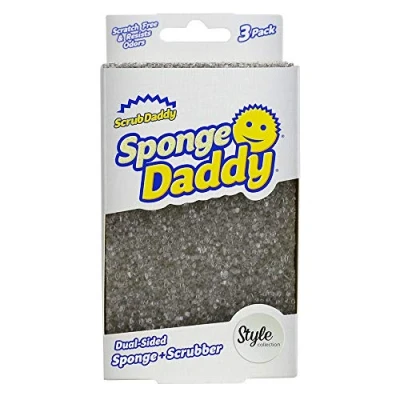 Image de Scrub Daddy Sponge Style Éponge Lavable Anti Scratch Double Face Flextexture Eponge Vaisselle, Multi Usages Grattante Rayures, Antibactérienne, Réutilisable Lot x3