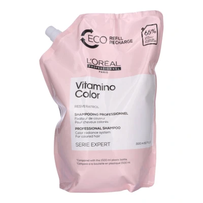 Image de L&#039;Oréal Professionnel, Shampoing Fixateur de Couleur, Eco Recharge, Cheveux Colorés &amp; Méchés en Manque d&#039;Éclat, Anti Oxydant, Prolonge Sublime la Douceur Brillance, Vitamino Color, 1500ml