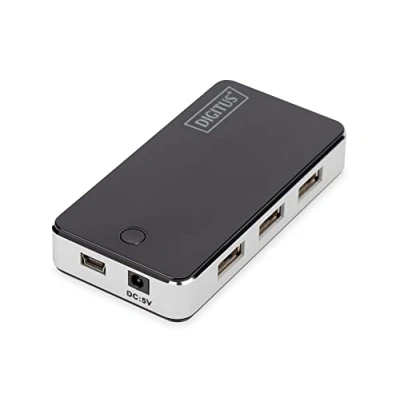 Image de DIGITUS Concentrateur USB 7 ports 2.0 7x A 480 Mbit/s 1x B mini câble vers et adaptateur secteur inclus Plug &amp; Play noir