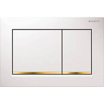 Image de GEBERIT GEB00615 Plaque de déclenchement Omega30 rinçage Double Touche blanc/doré 115.080.KK.1