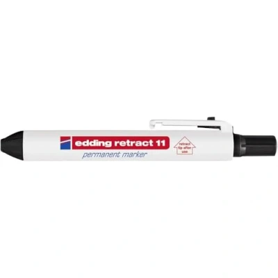 Image de edding retract 11 Marqueur permanent Noir 10 stylos Pointe ronde 1,5 3 mm Imperméable, sèche vite pour une utilisation facile d&#039;une seule main carton, plastique, bois, métal, verre