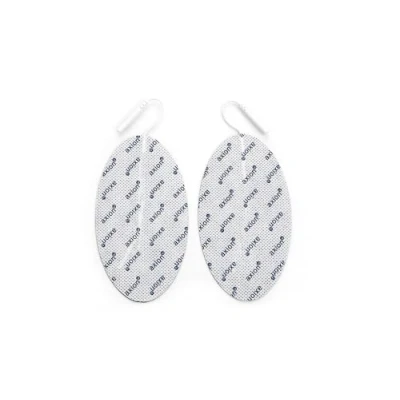 Image de 2 électrodes ovales axion Patchs de 12x13 cm pour électrostimulateur TENS et/ou EMS réutilisables et autocollants avec connexion filaire mm