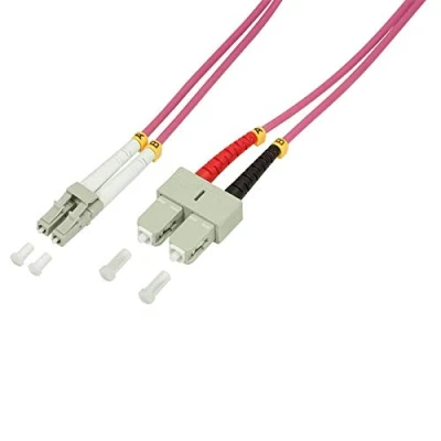 Image de LogiLink Cordon de raccordement LC multi mode (M) pour SC 50 cm fibre optique 125 microns OM4 sans halogène…