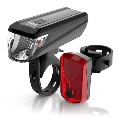 Image de DANSI, Kit d&#039;éclairage de vélo Noir 30/15 lux, homologué StVZO, luminosité commutable