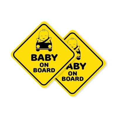Image de Autodomy Autocollants Baby on Board 2 Unités Visibilité à Grande Distance Autocollant Bebe a Bord Voiture 10x10 cm (Usage interne)