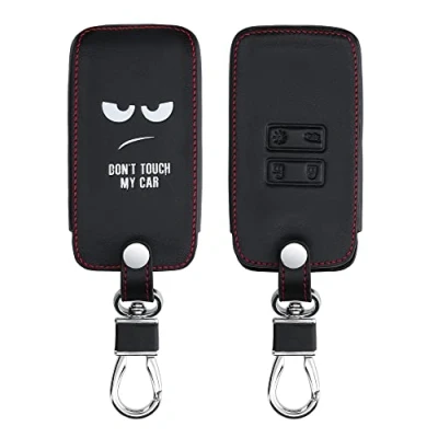 Image de kwmobile Accessoire Clé de Voiture Compatible avec Renault Smart Key 4 Bouton (Keyless Go Uniquement) Coque Protection en Simili Cuir Don&#039;t Touch My Car Blanc Noir