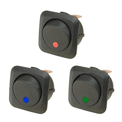 Image de E Support 3 Pièces 25mm Interrupteurs à Bascule pour Voiture 12V 25A Éclairage Lumière LED Bleu/Rouge/Vert Commutateur ON/OFF