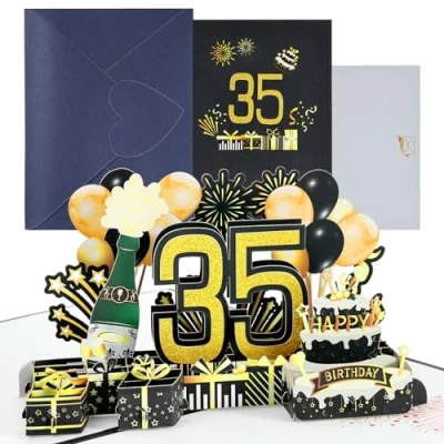 Image de joyoldelf Carte Anniversaire 35 Ans 3D, Pop up Anniversaire, Cartes de Vœux Avec Enveloppe Pour Femmes, Paternité, Maman, Filles, Hommes, Amis, Famille, Compagnon