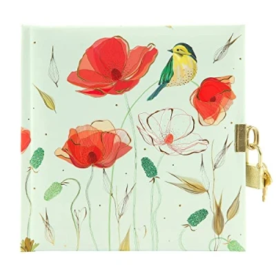 Image de goldbuch 44 485 Journal intime avec cadenas Motif fleurs Tender au design Turnowsky, 96 pages blanches, couverture papier imprimé, gaufrage doré et relief, env. 16,5 x cm