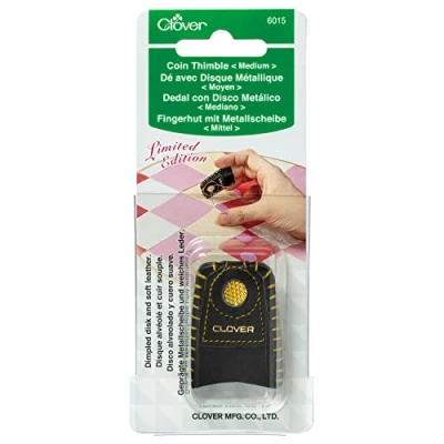 Image de clover Noir Taille Disque en Laiton doré Cuir Souple Dé à Coudre