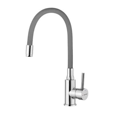 Image de GRIFEMA G4002 9, Mitigeur Évier avec Bec Flexible, Robinet de Cuisine, Cuisine Flexible Rotative à 360, Chrome, Gris