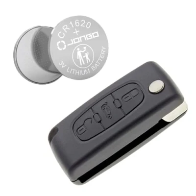 Image de Jongo Coque de Clé sans Lame Compatible avec Peugeot 407 (2004 2010) CE0523 1x Pile CR1620 Boitier Clef Plip Voiture Télécommande 3 Boutons